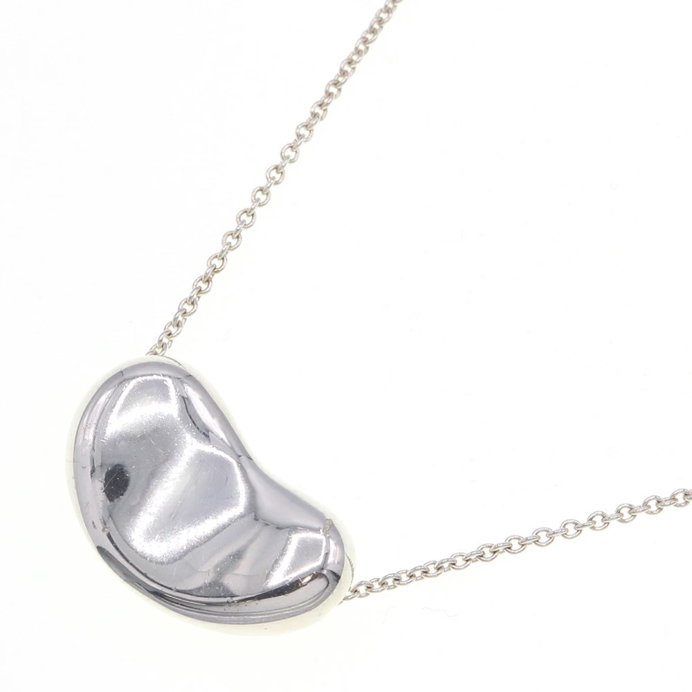 Tiffany Co Elsa Peretti Bean Necklace Sterling Silver Big Pendant Long Chain